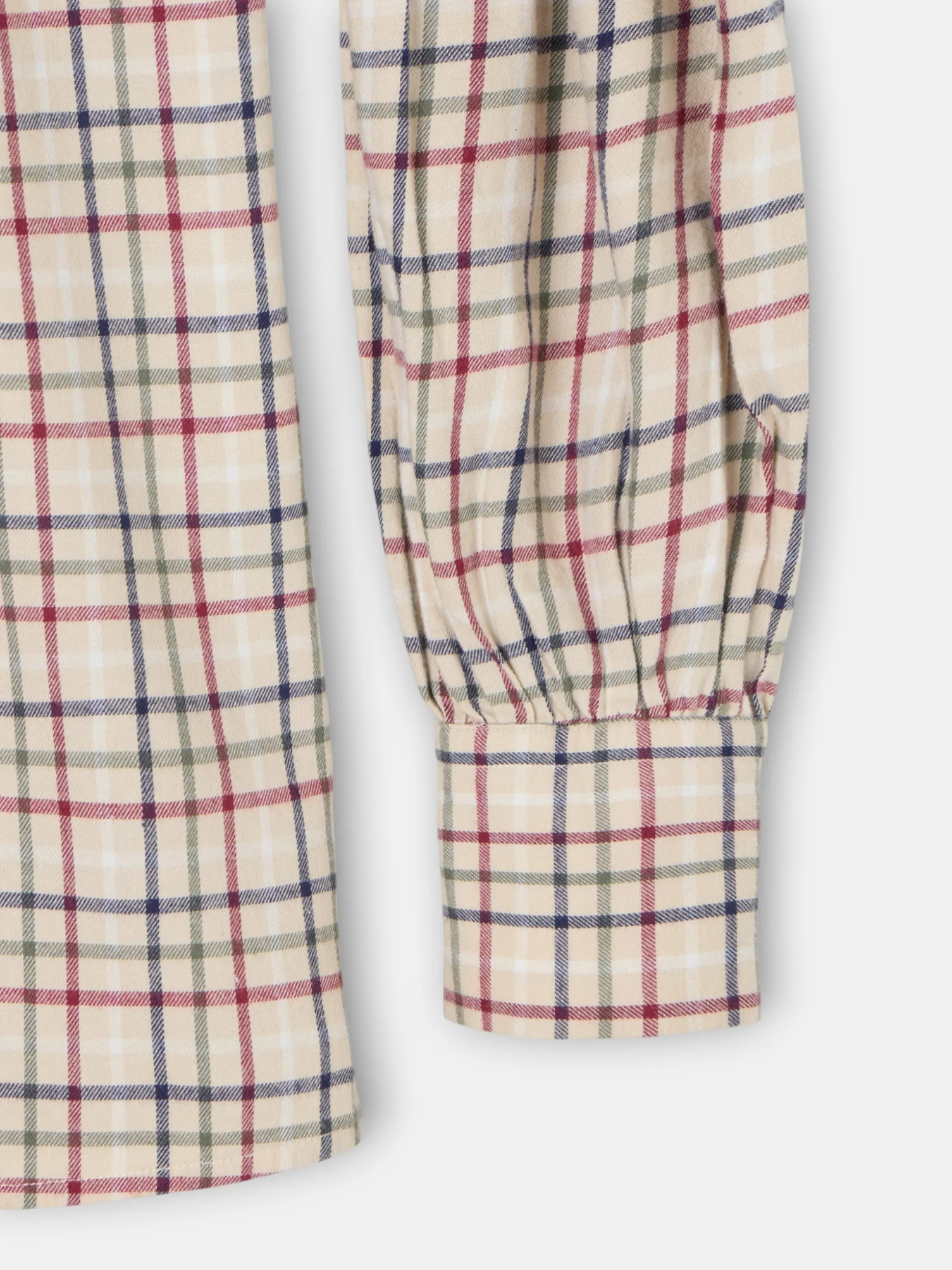 Camisa fruncidos cuadros granate y azul
