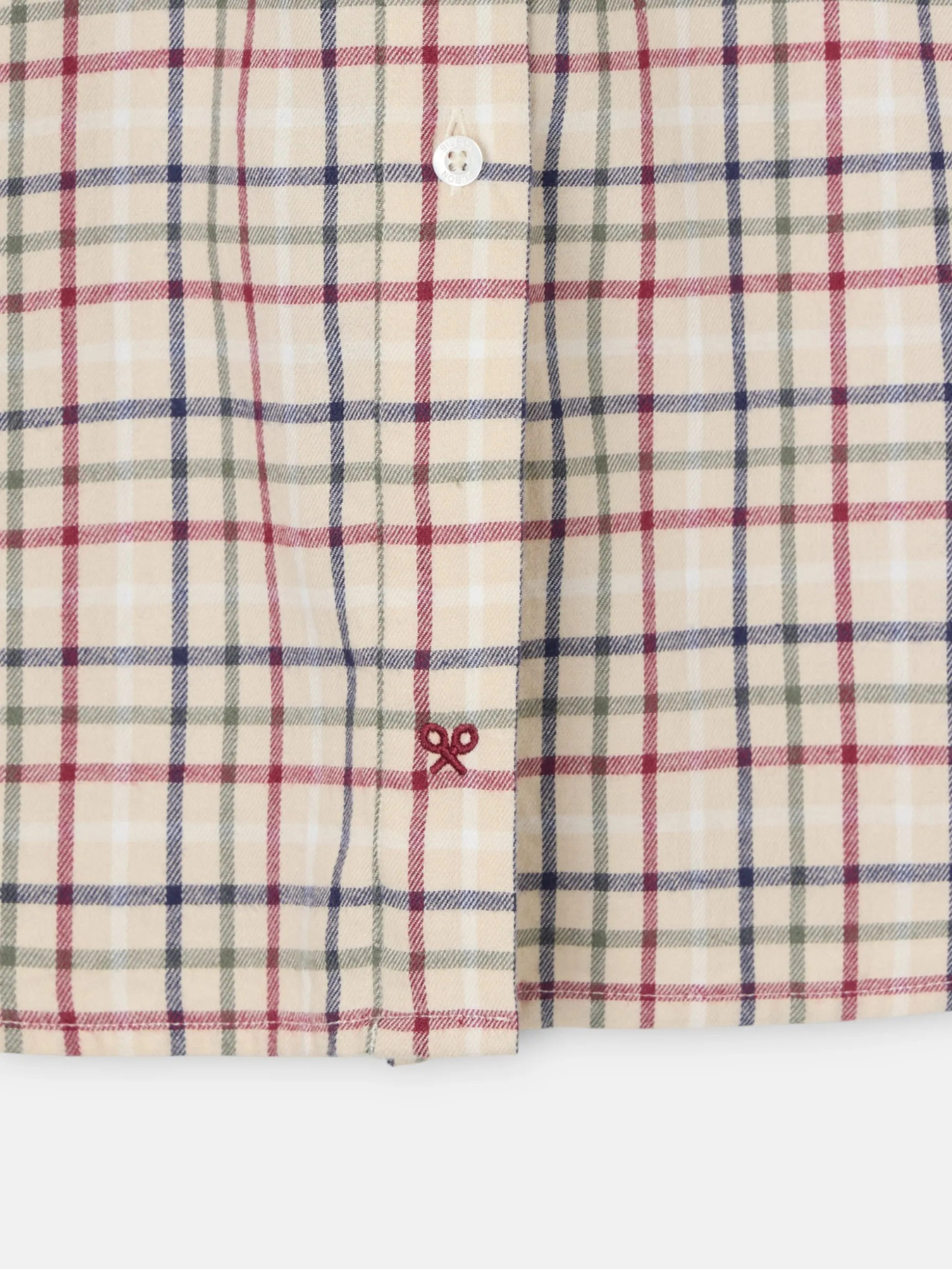 Camisa fruncidos cuadros granate y azul