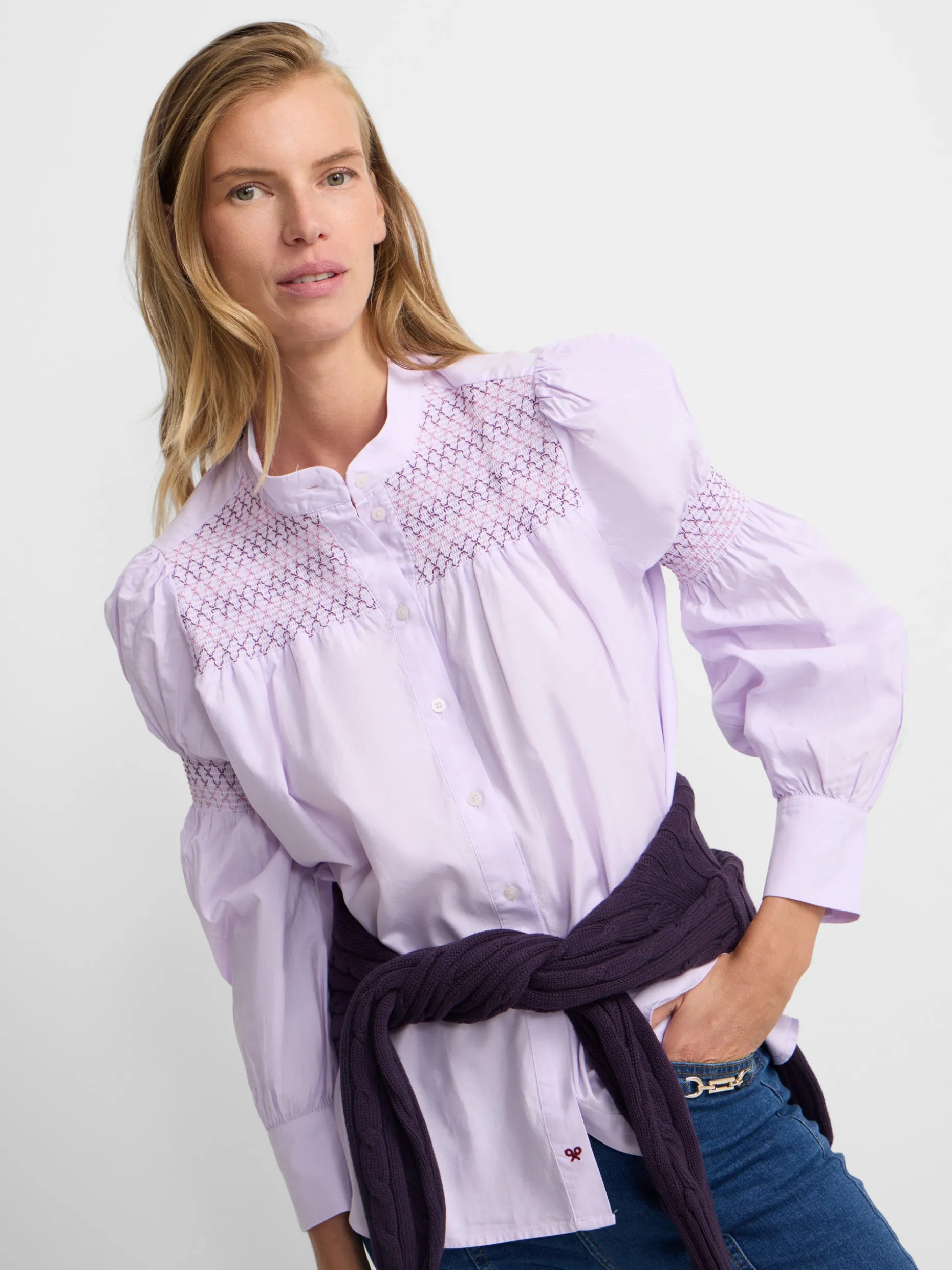 Camisa fruncidos malva