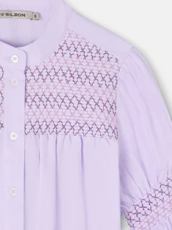 Camisa fruncidos malva