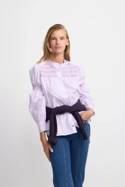Camisa fruncidos malva