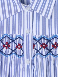 Camisa girl fruncidos rayas azul y blanca
