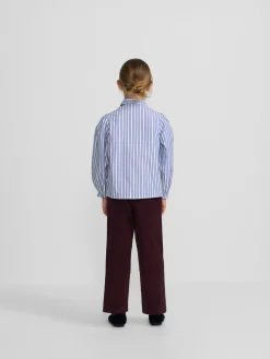 Camisa girl fruncidos rayas azul y blanca