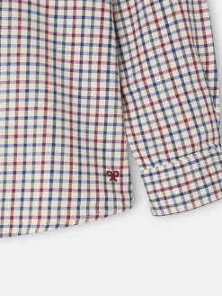 Camisa girl volante cuadros azul y rojo