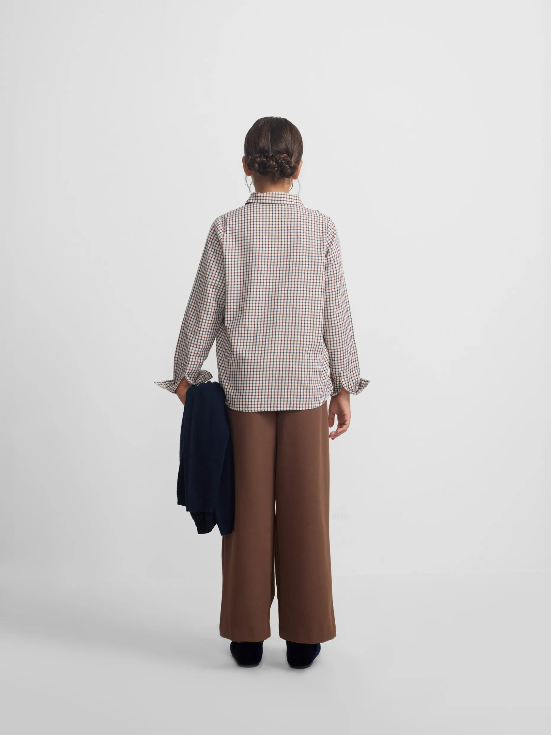 Camisa girl volante cuadros azul y rojo