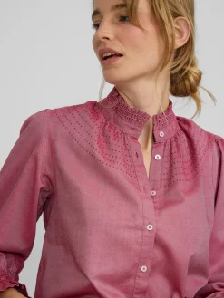 Camisa puño frunces burdeos