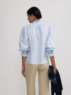 Camisa puño frunces celeste