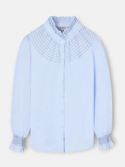 Camisa puño frunces celeste
