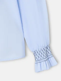 Camisa puño frunces celeste