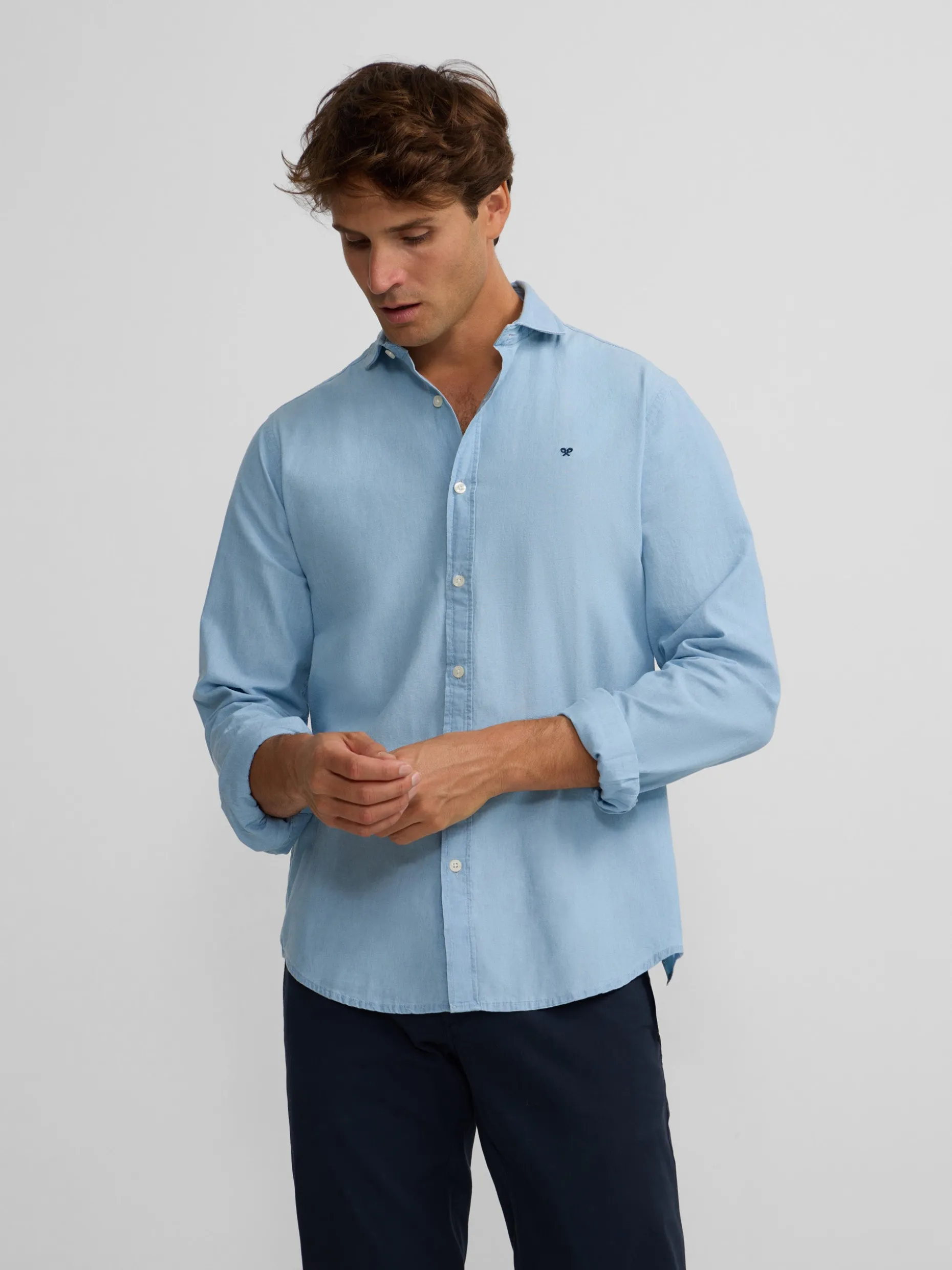 Camisa sport denim azul medio