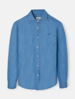 Camisa sport denim azul navy