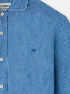 Camisa sport denim azul navy