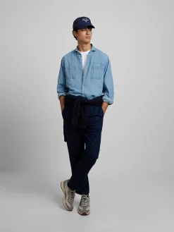 Camisa sport denim bolsillos azul claro