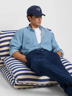Camisa sport denim bolsillos azul claro