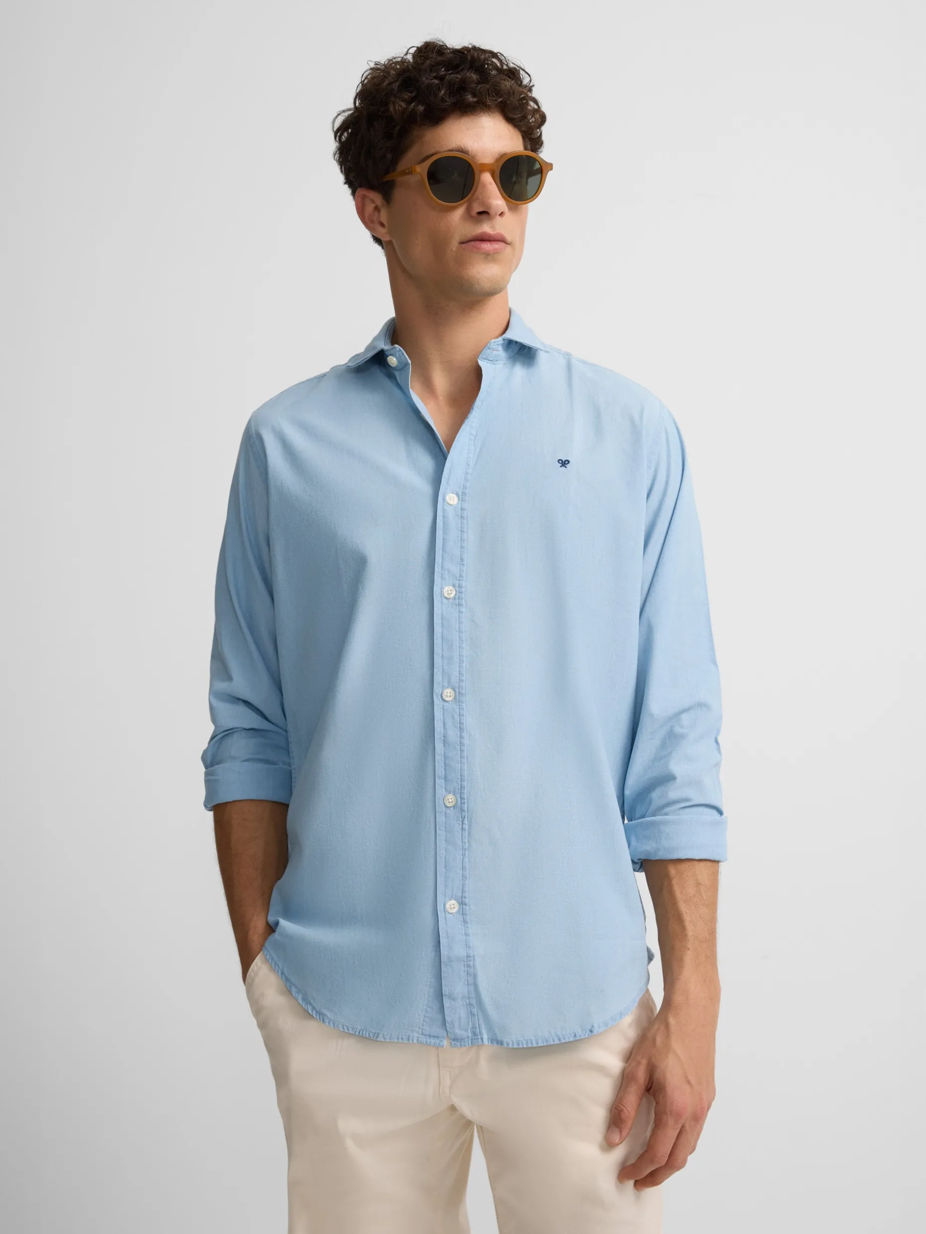 Camisa sport denim cutaway azul claro