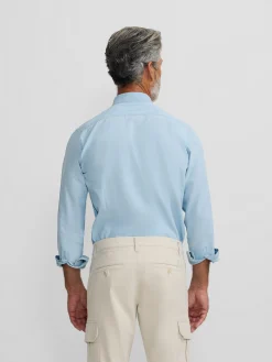 Camisa sport denim regular fit azul claro