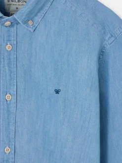 Camisa sport denim regular fit azul claro