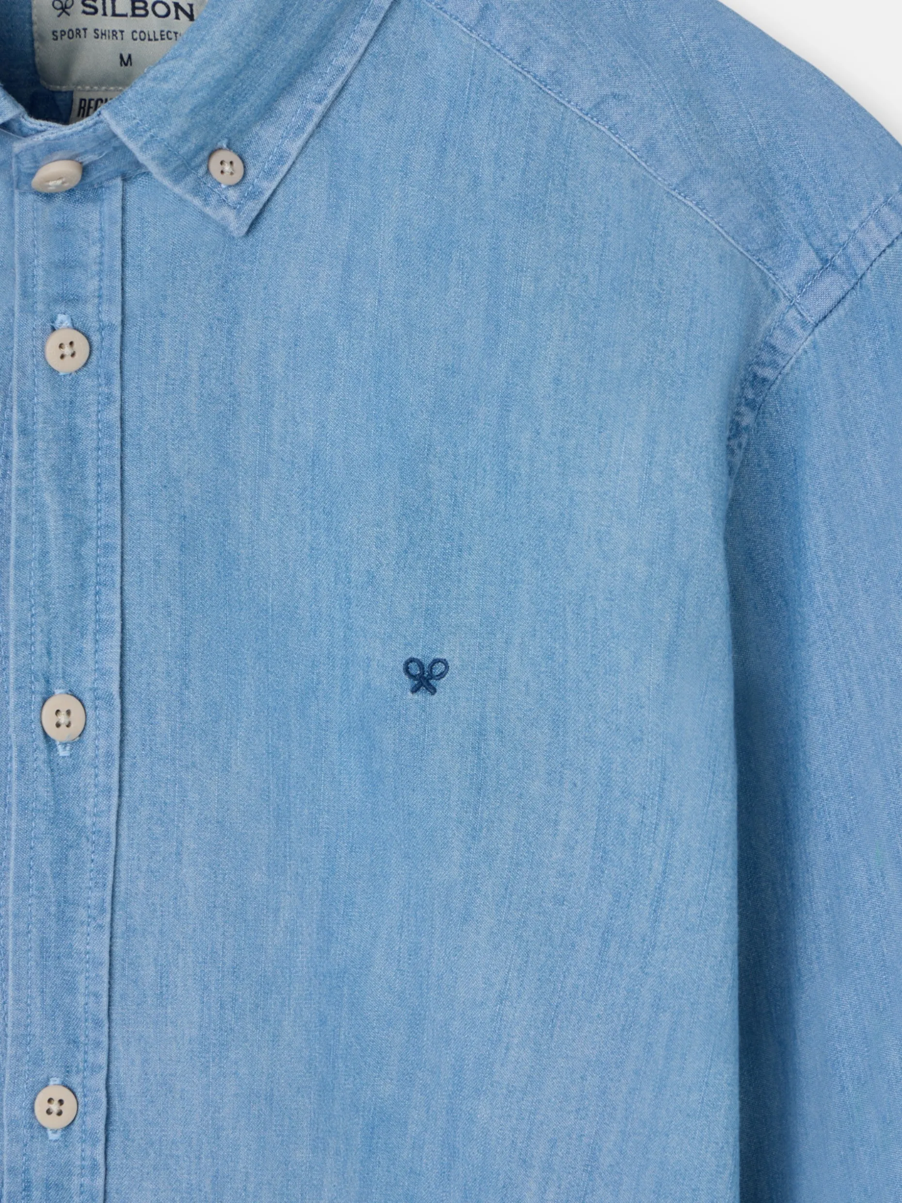Camisa sport denim regular fit azul claro