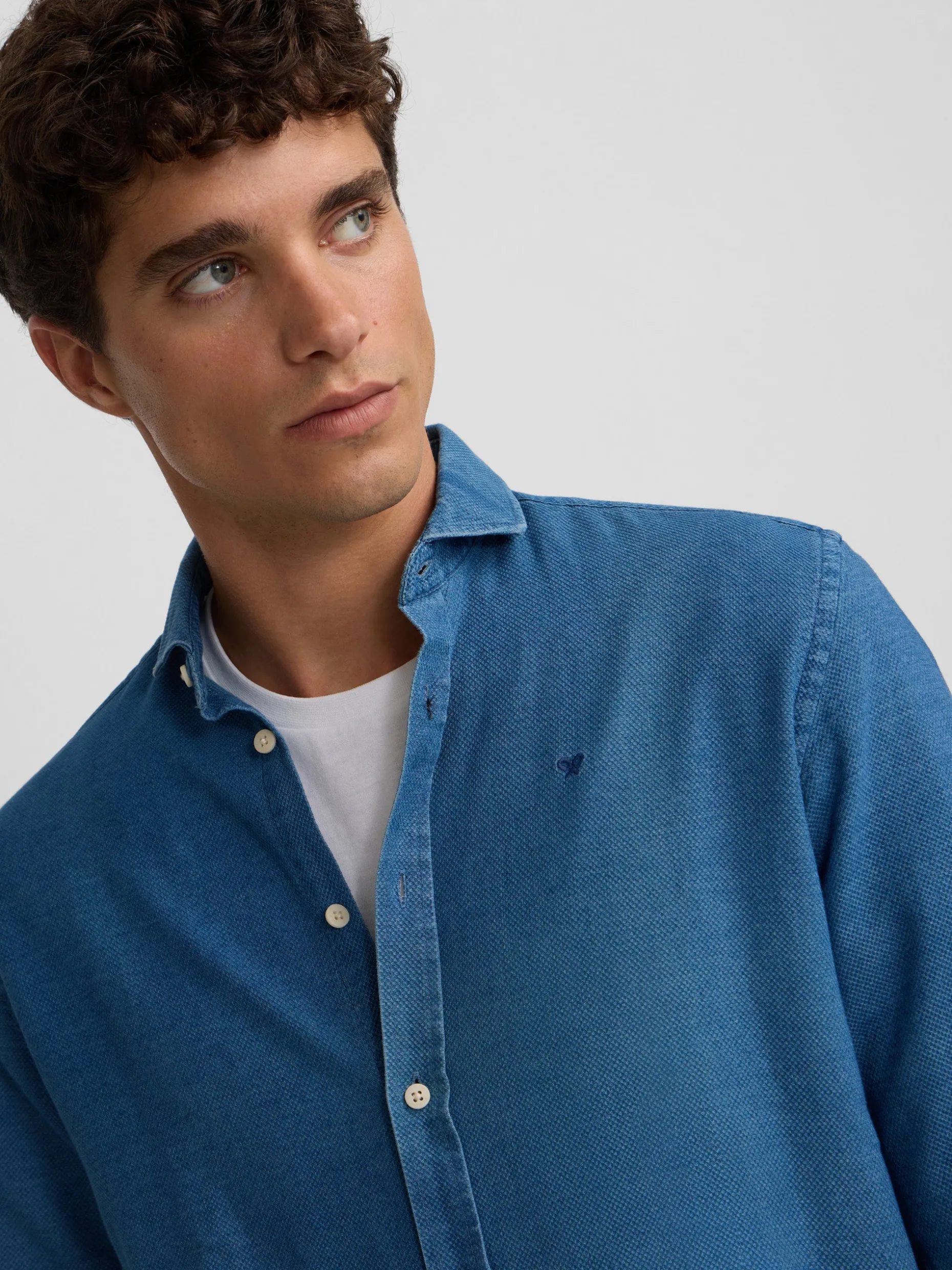 Camisa sport estructura denim azul medio