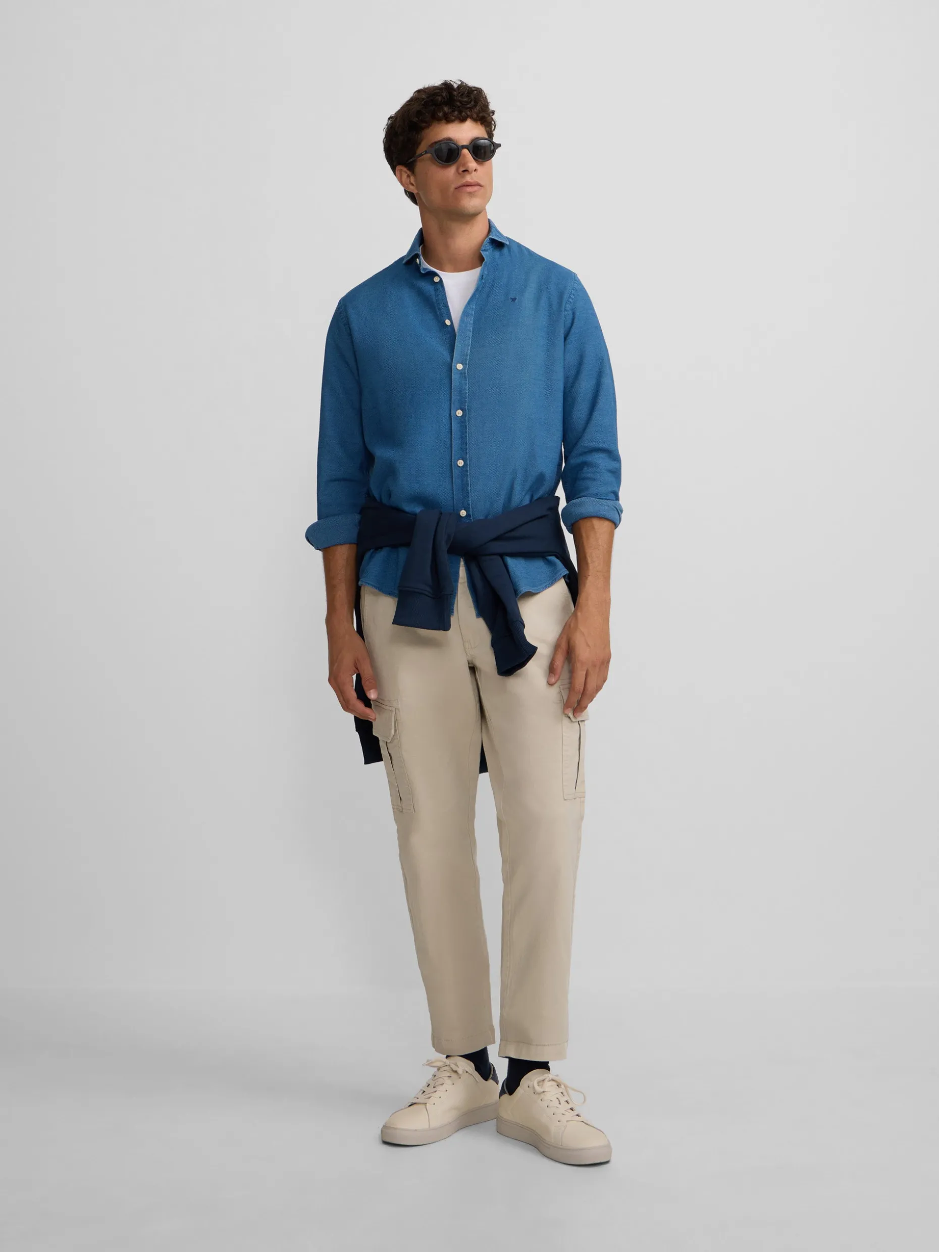Camisa sport estructura denim azul medio