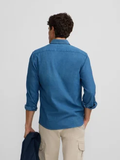 Camisa sport estructura denim azul medio
