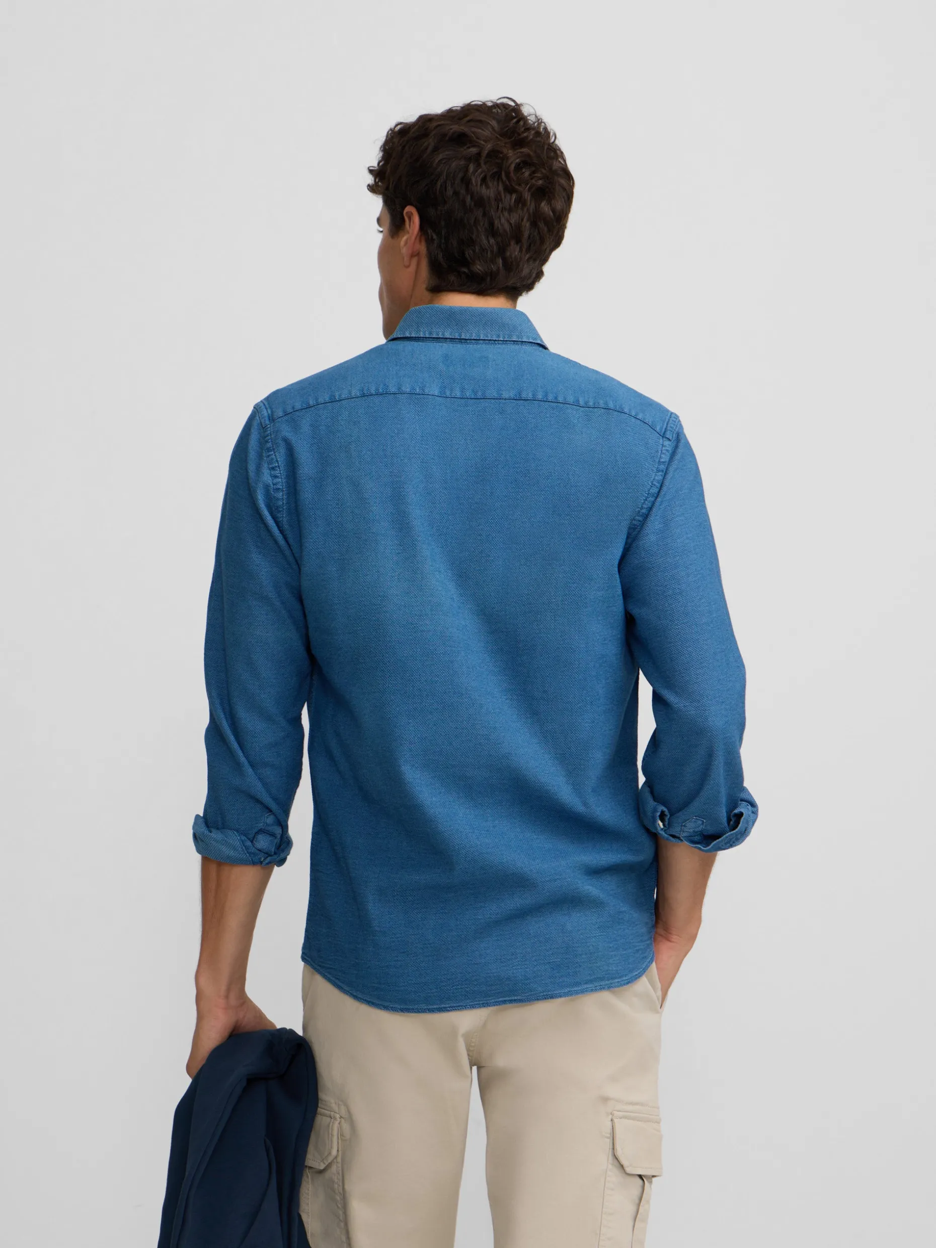 Camisa sport estructura denim azul medio