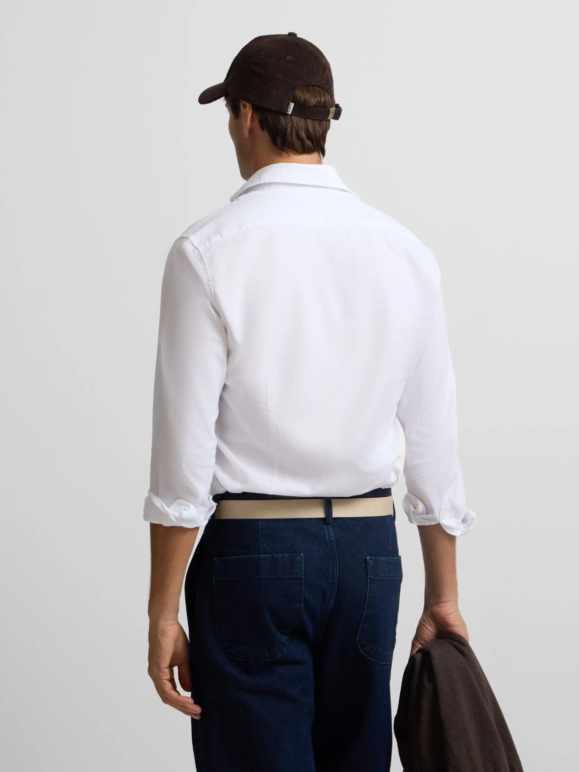 Camisa sport estructura espiga blanco