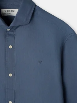 Camisa sport estructura espiga azul indigo