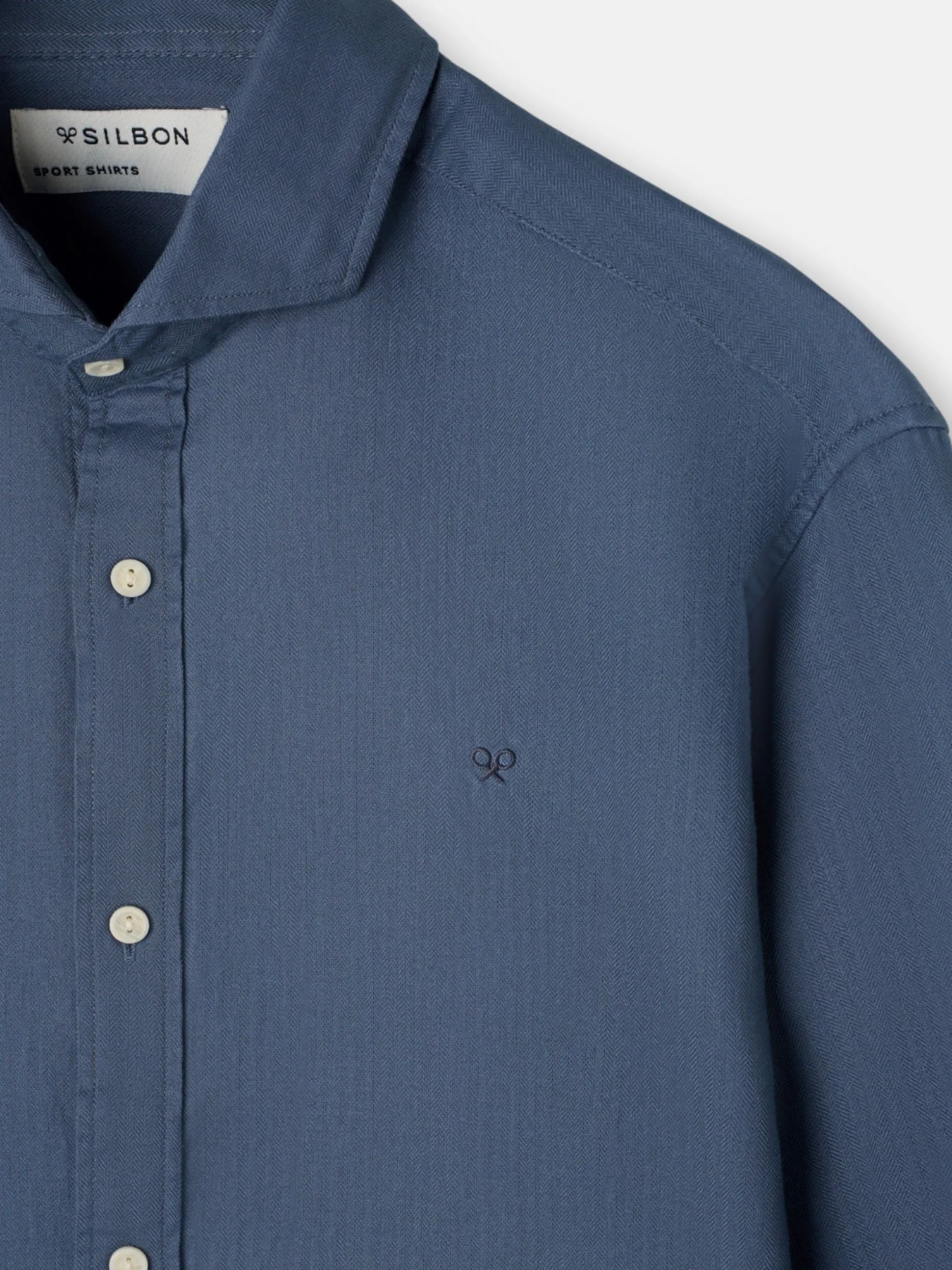 Camisa sport estructura espiga azul indigo
