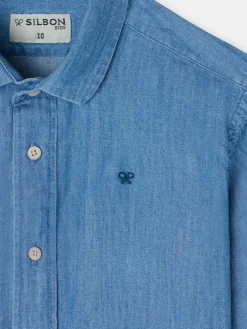 Camisa sport kids clasica denim azul claro