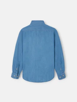 Camisa sport kids clasica denim azul claro