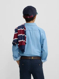 Camisa sport kids denim bolsillos azul claro