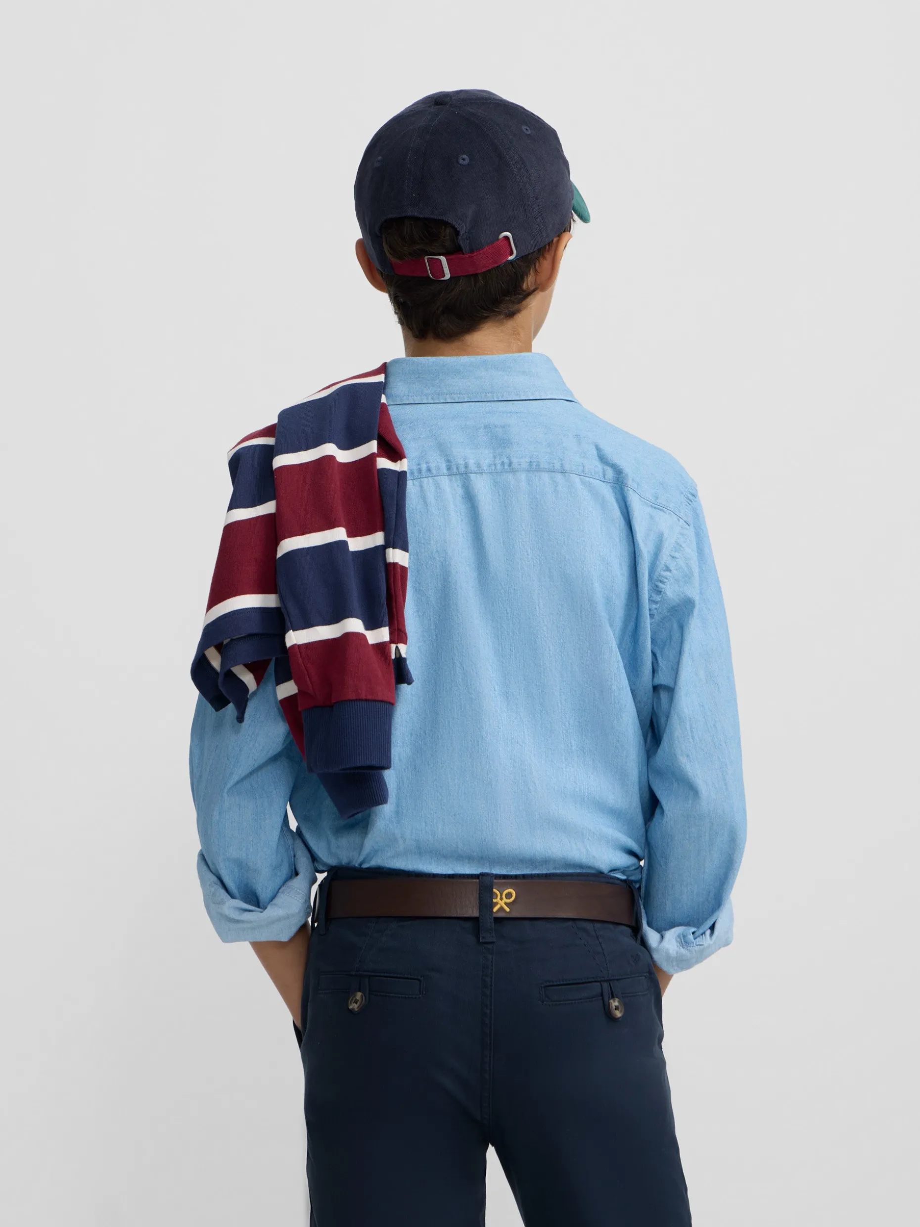 Camisa sport kids denim bolsillos azul claro