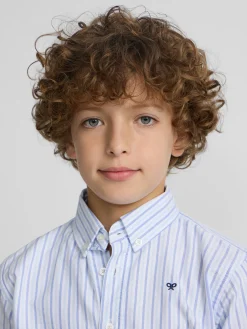 Camisa sport kids oxford rayas azul navy