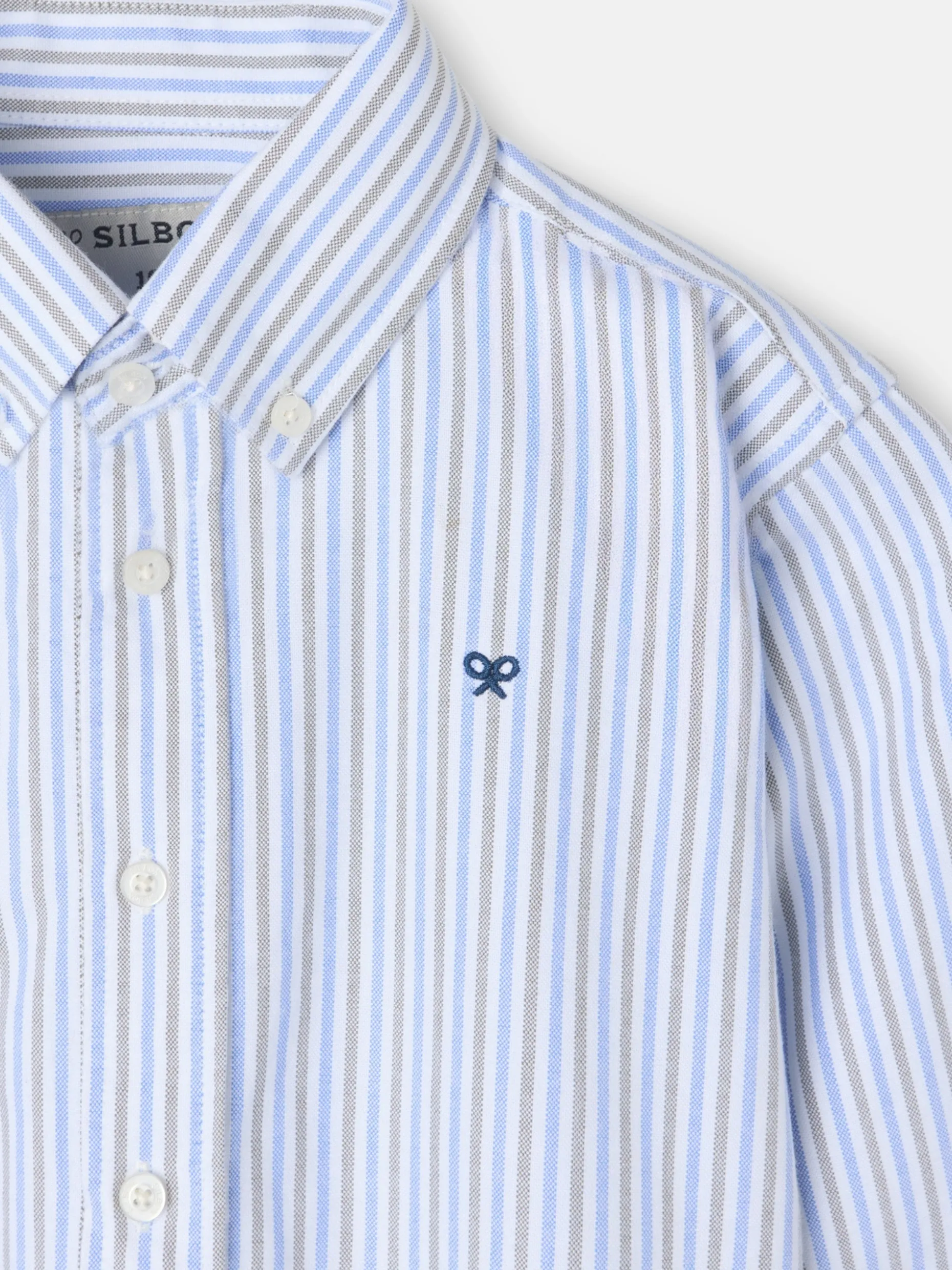 Camisa sport kids oxford rayas azul verde