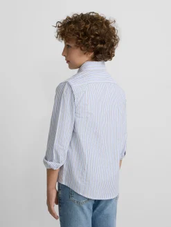 Camisa sport kids oxford rayas azul verde