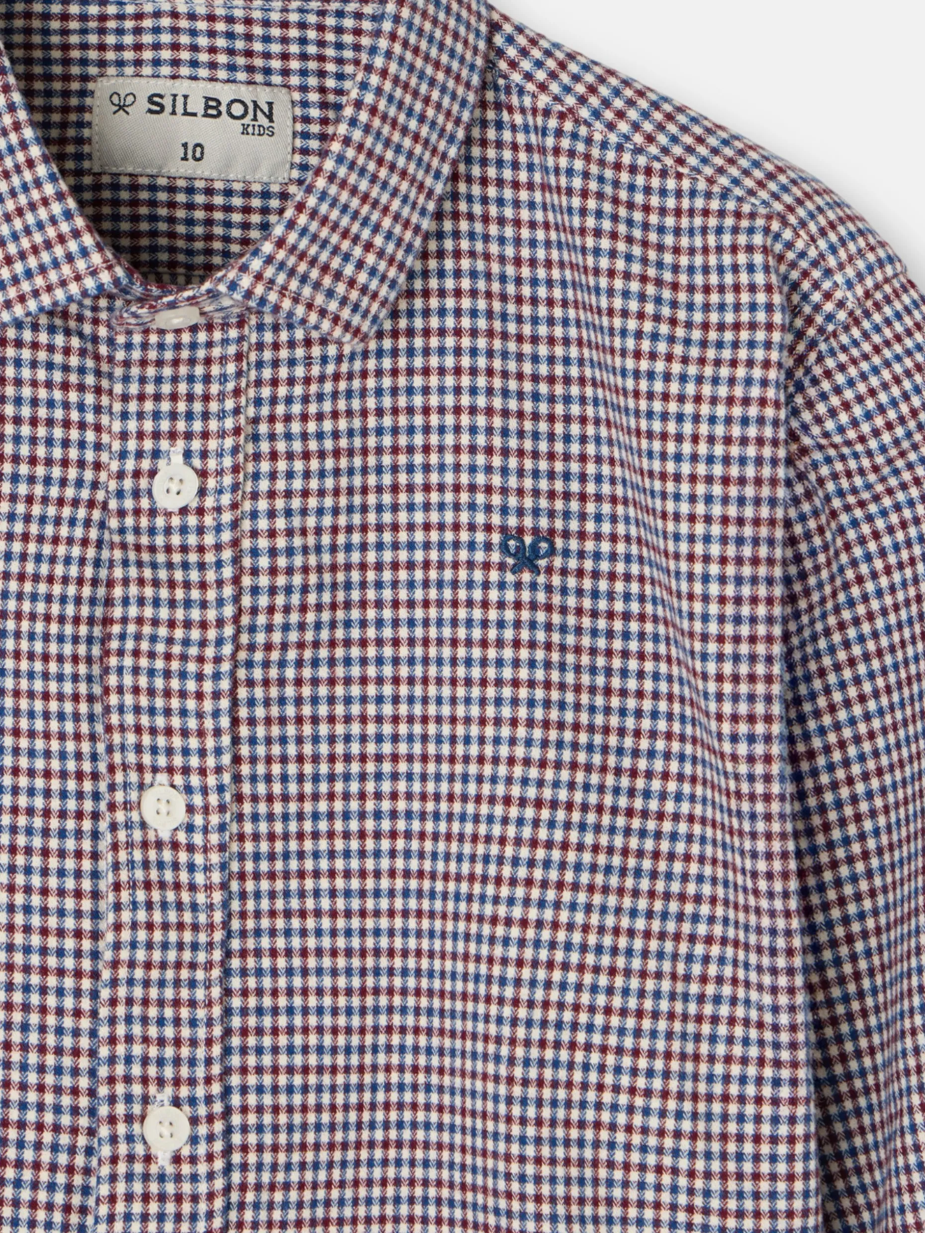 Camisa sport kids warm cuadrito bicolor burdeos marino