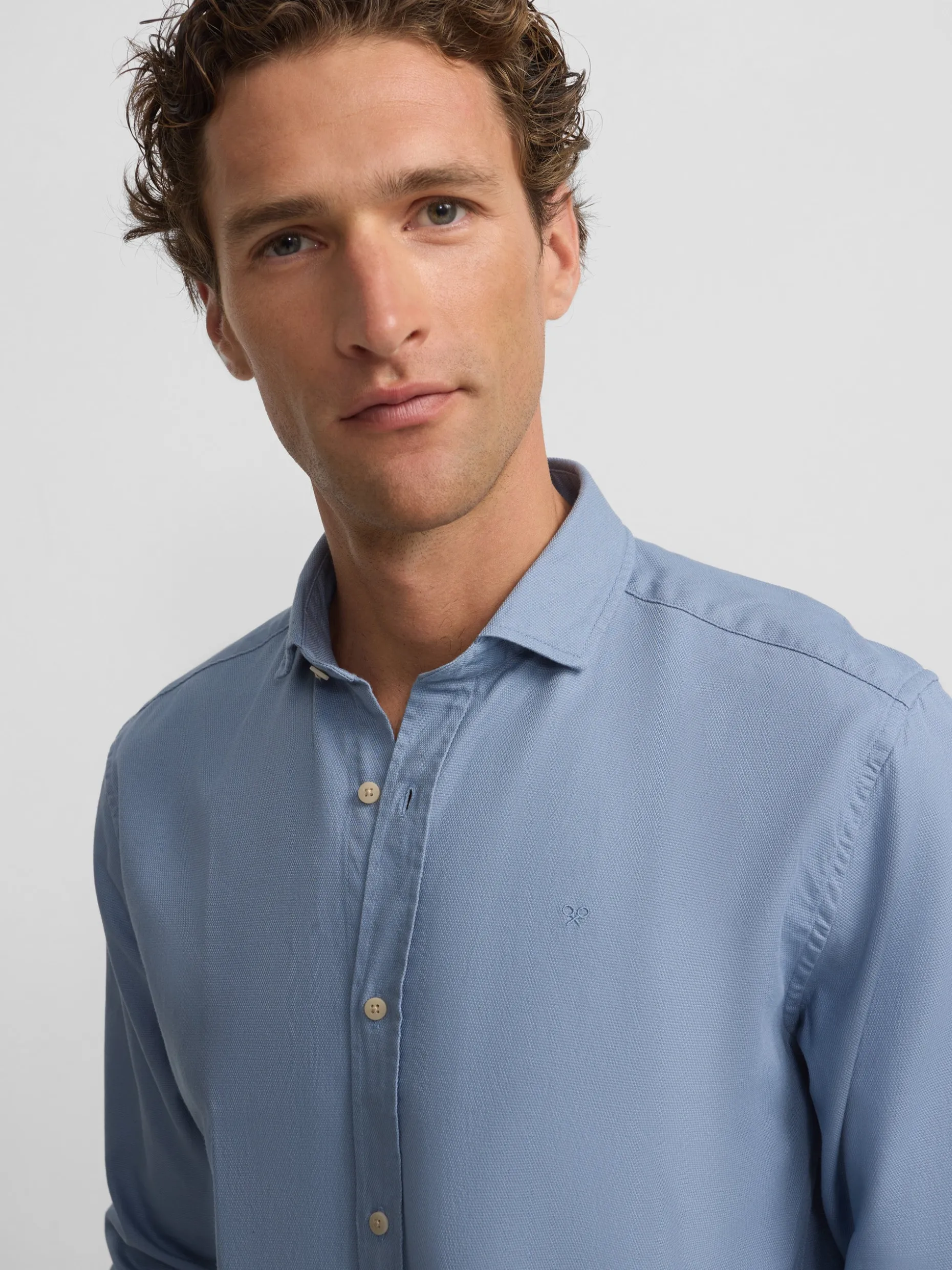 Camisa sport miniestructura azul