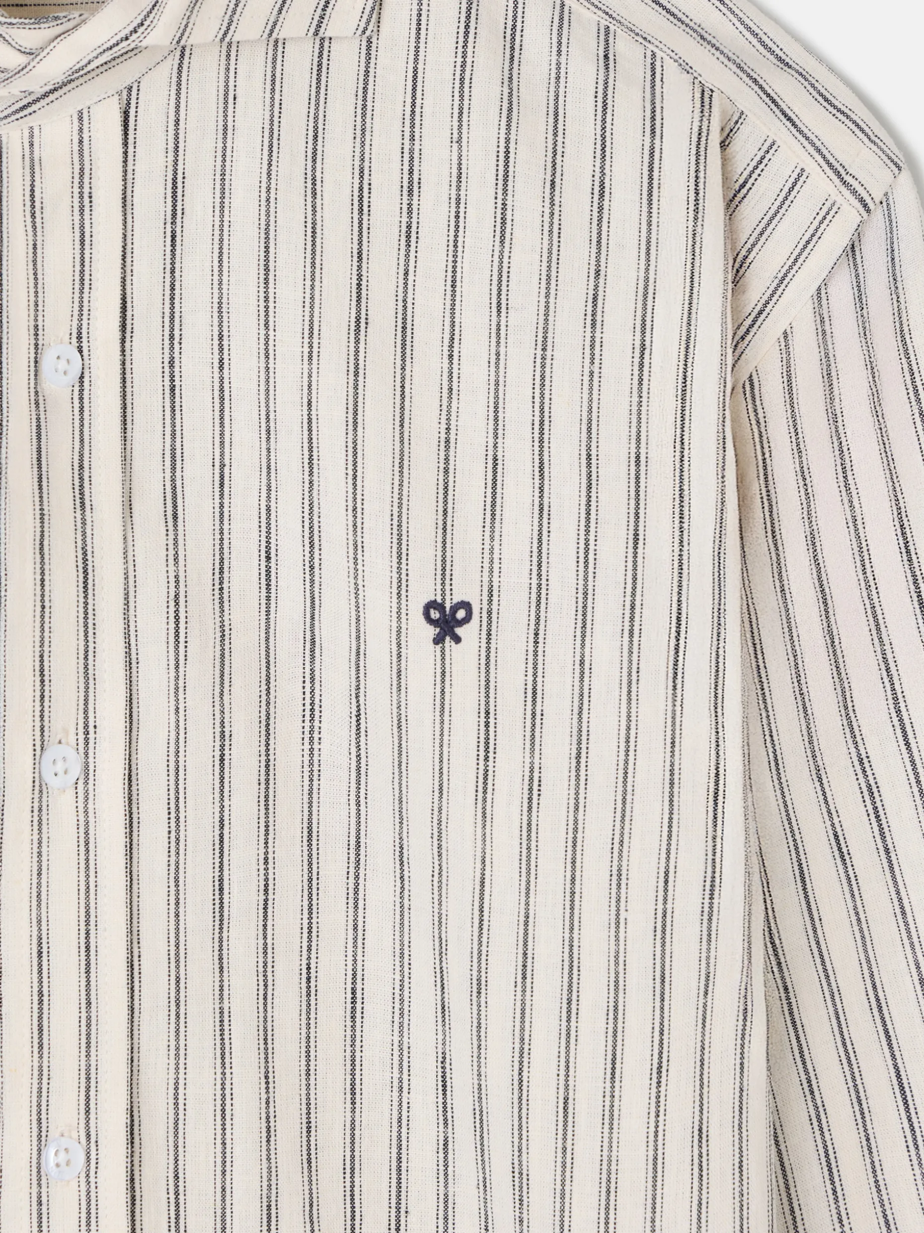 Camisa sport minilogo rayas verticales beige