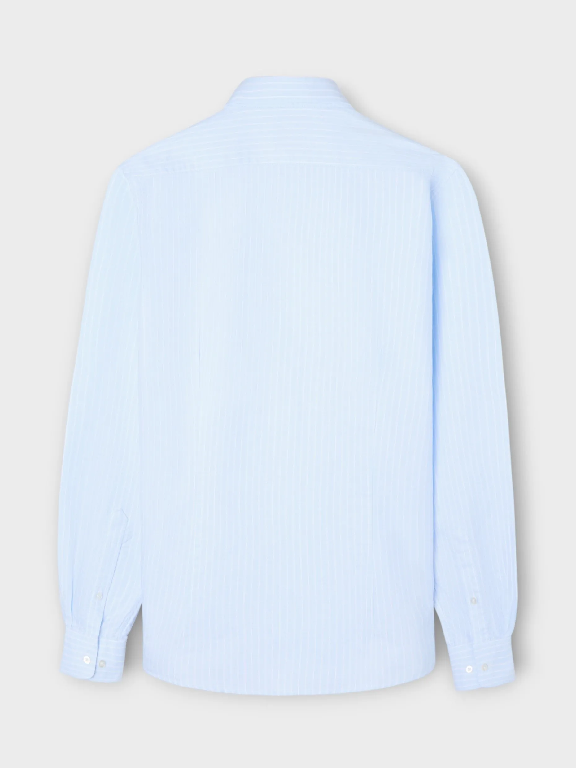 Camisa sport oxford celeste raya fina blanca