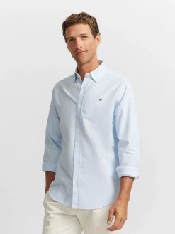 Camisa sport oxford cutaway celeste