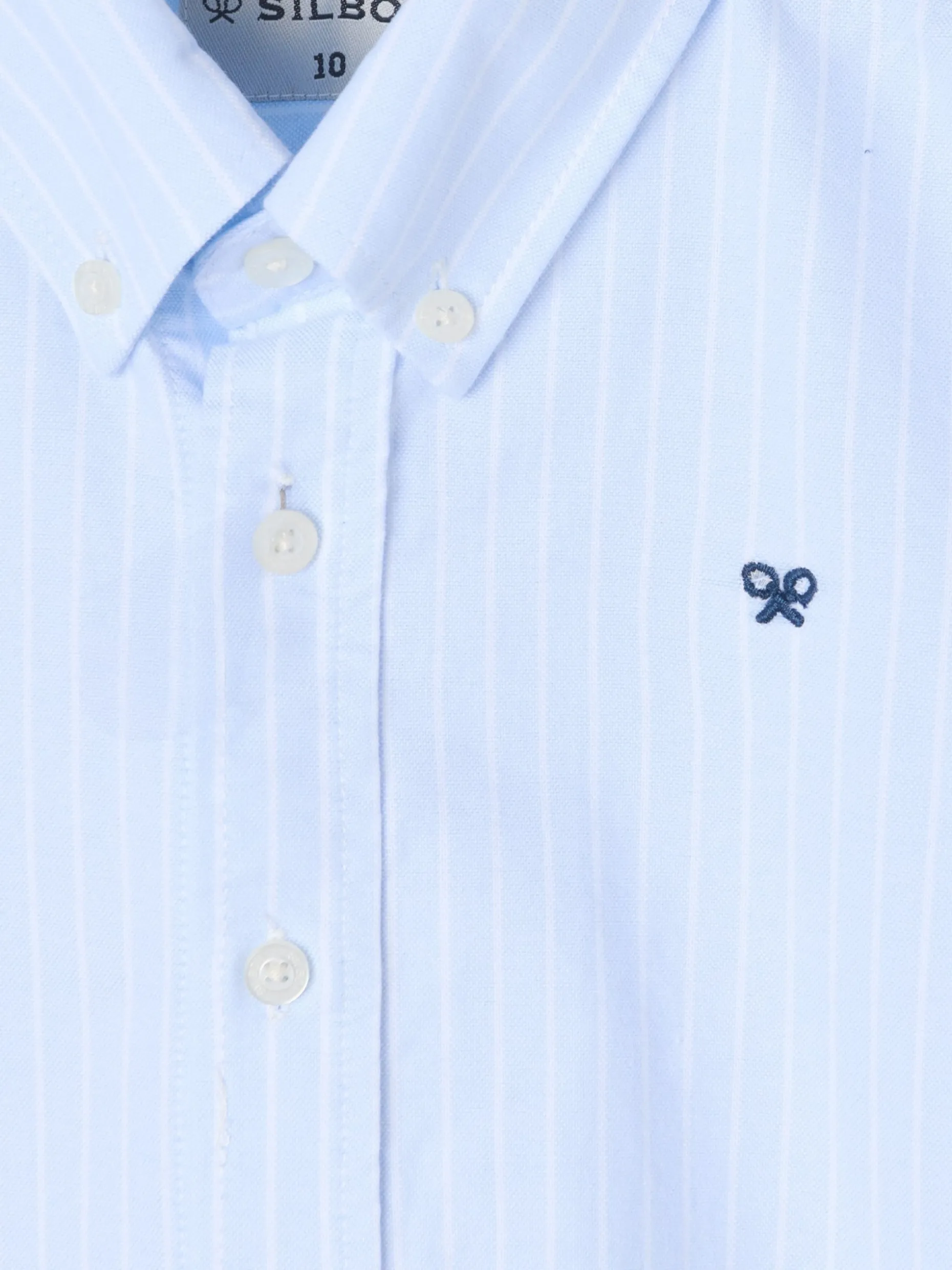 Camisa sport oxford kids celeste raya fina blanca
