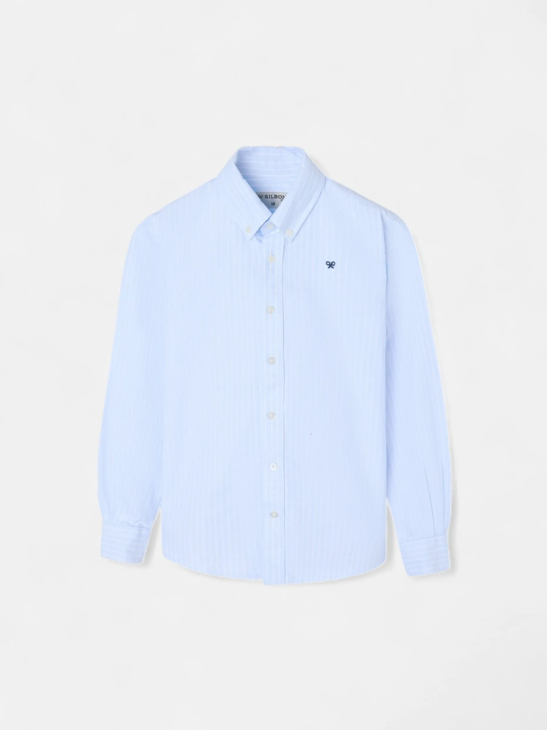 Camisa sport oxford kids celeste raya fina blanca