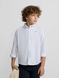 Camisa sport oxford kids blanca raya fina navy
