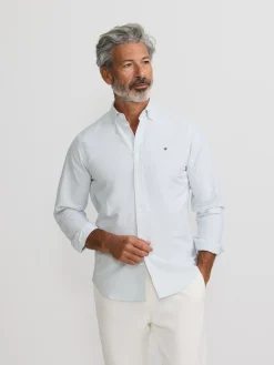 Camisa sport oxford raqueta rayas verde