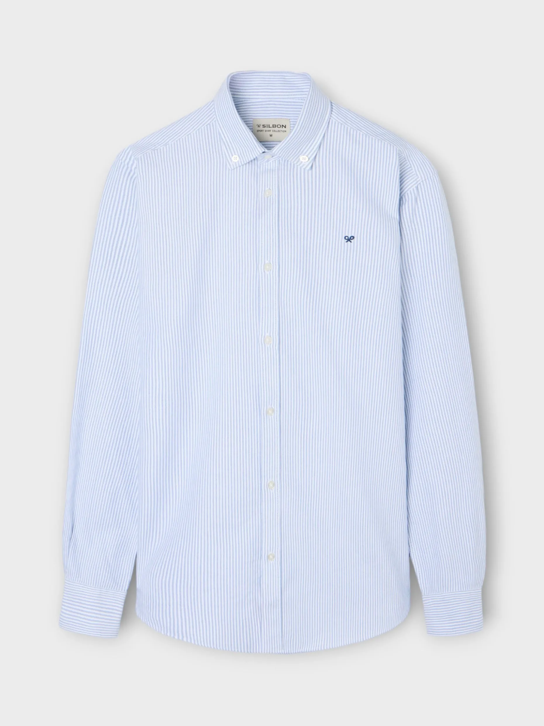 Camisa sport oxford raquetas rayas azul medio