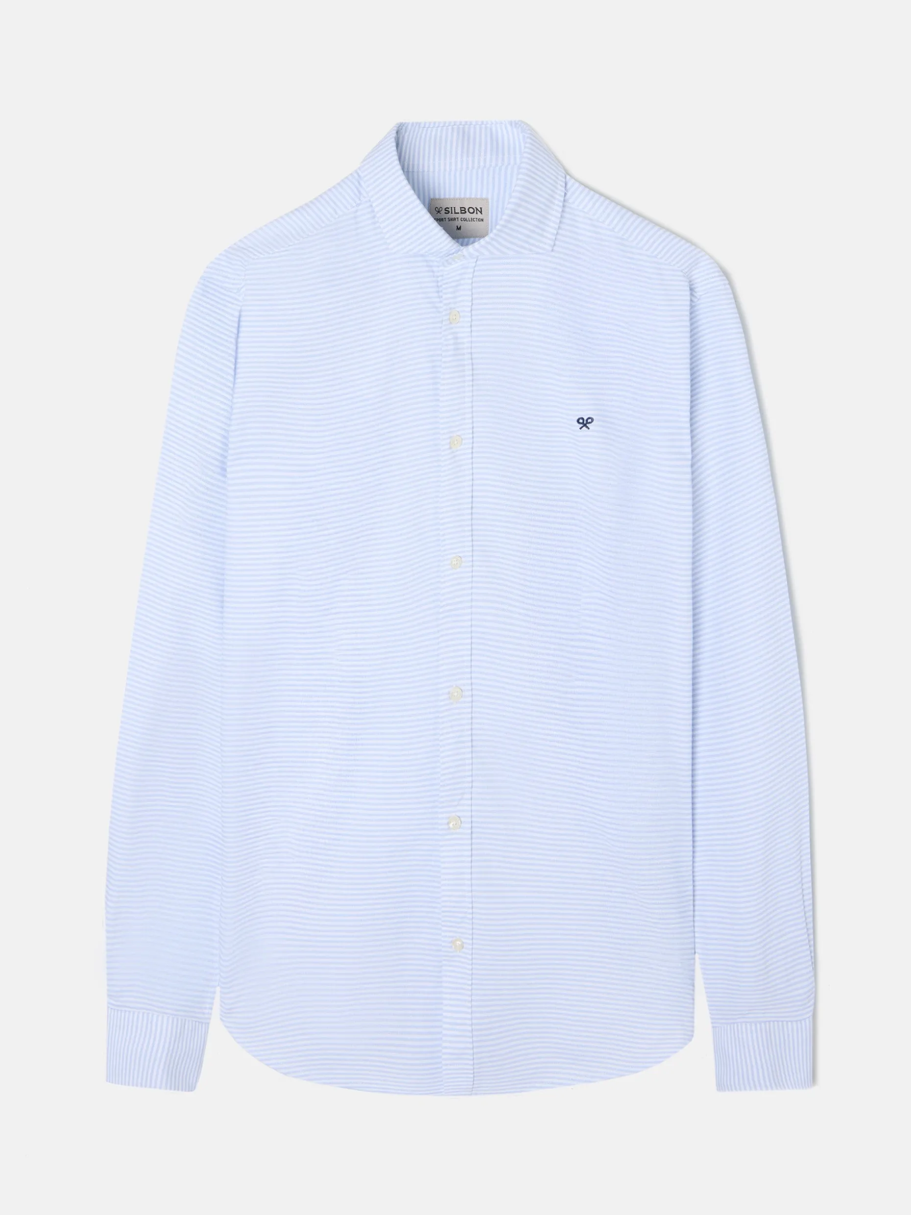 Camisa sport oxford rayas horizontales celeste