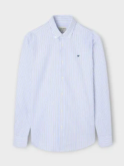Camisa sport oxford rayas azul verde