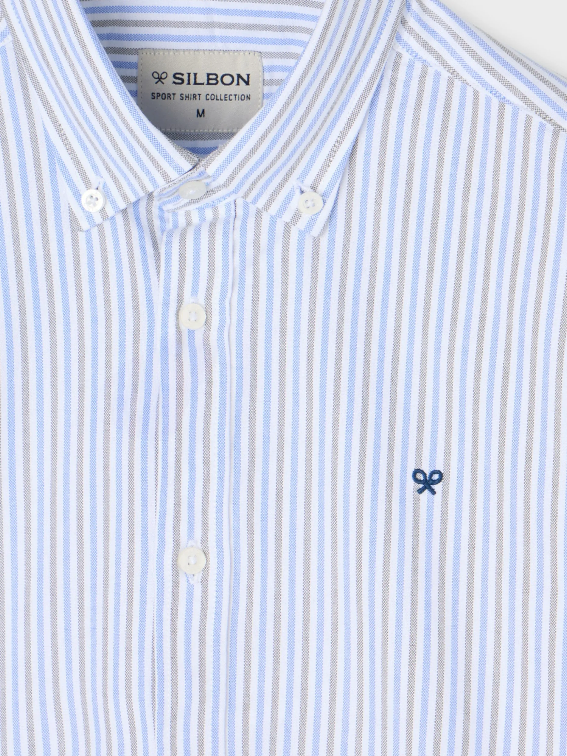 Camisa sport oxford rayas azul verde