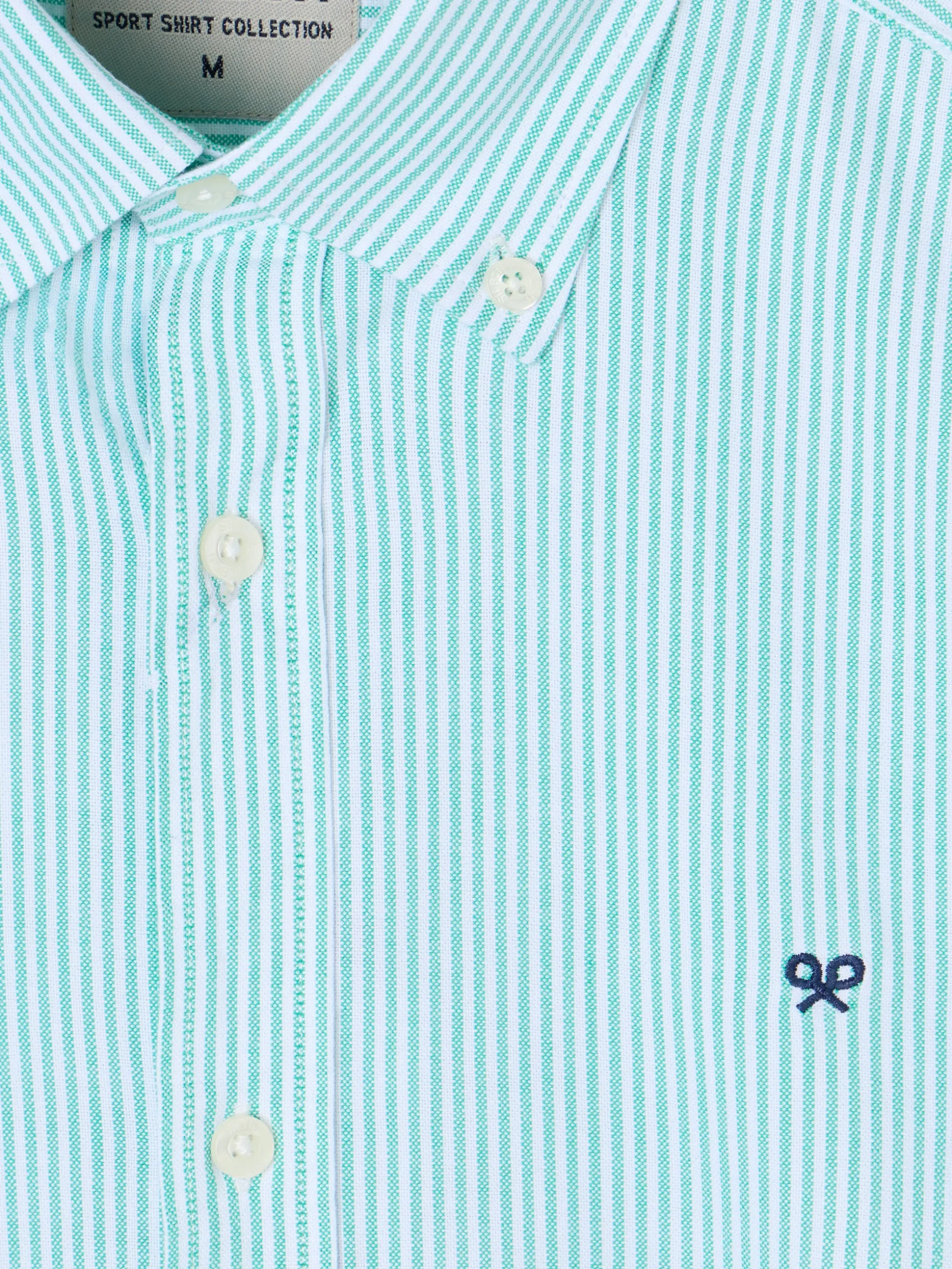 Camisa sport oxford rayas verde medio